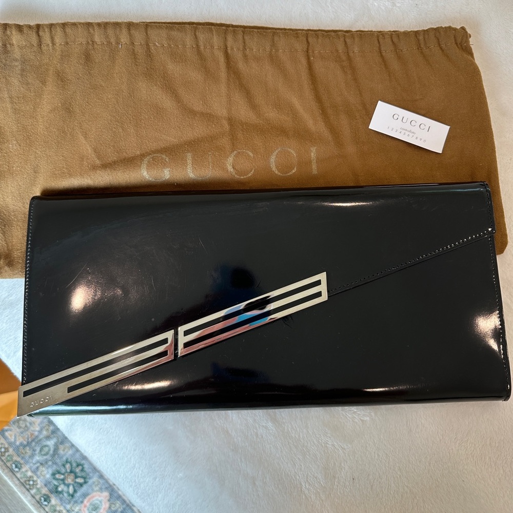 Gucci Sigrid Black Patent Clutch
